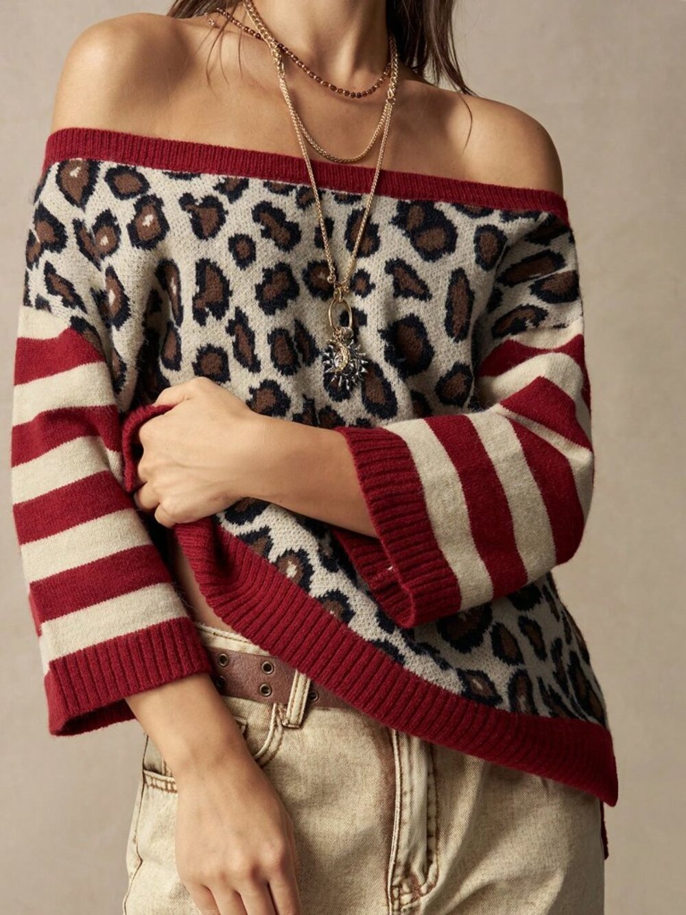 Multicolor Casual Women's Mid-Sleeve Pullover Sweater